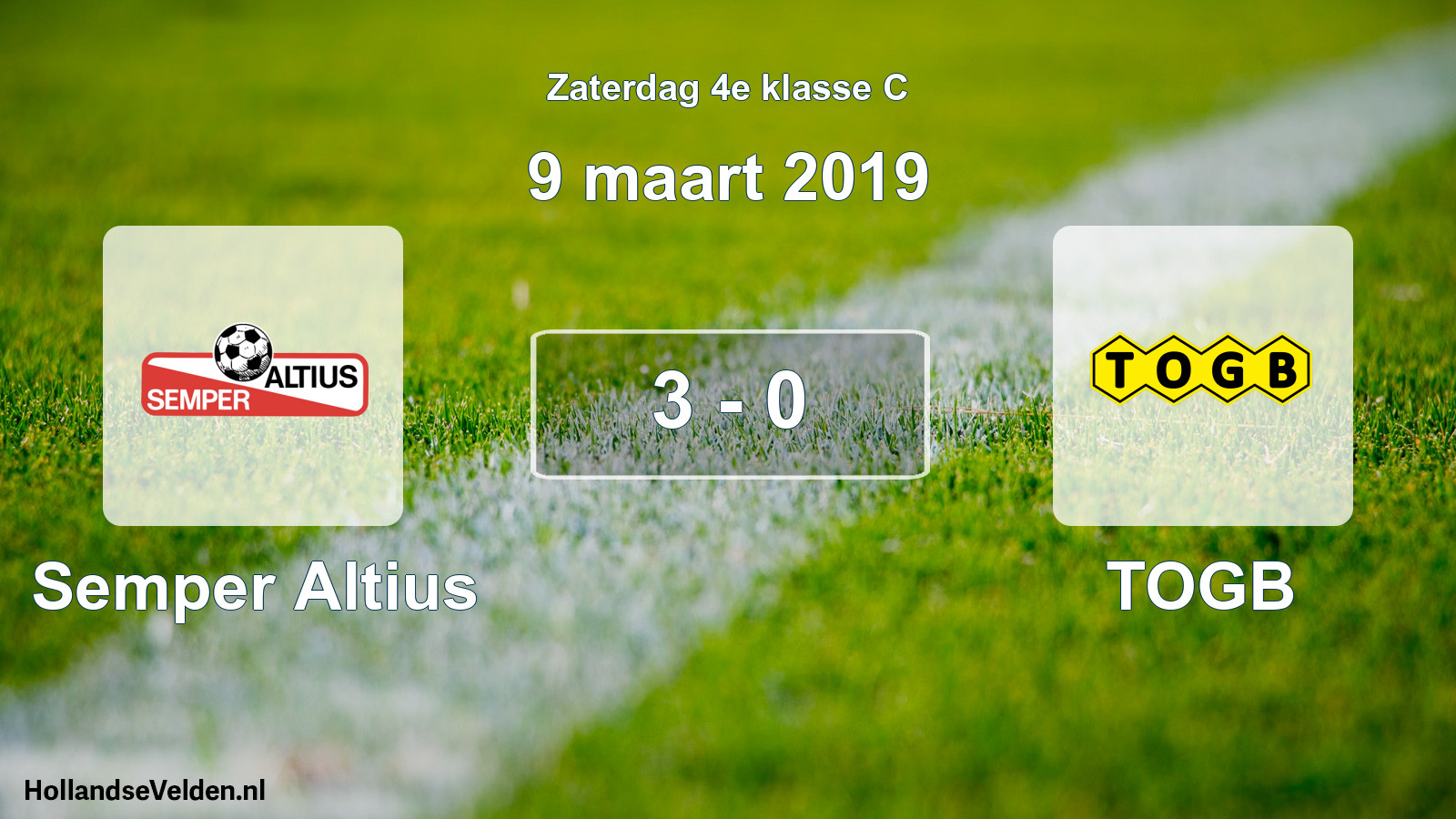 Total number of matches played: Semper Altius - TOGB 3 - 0 (9 March 2019)