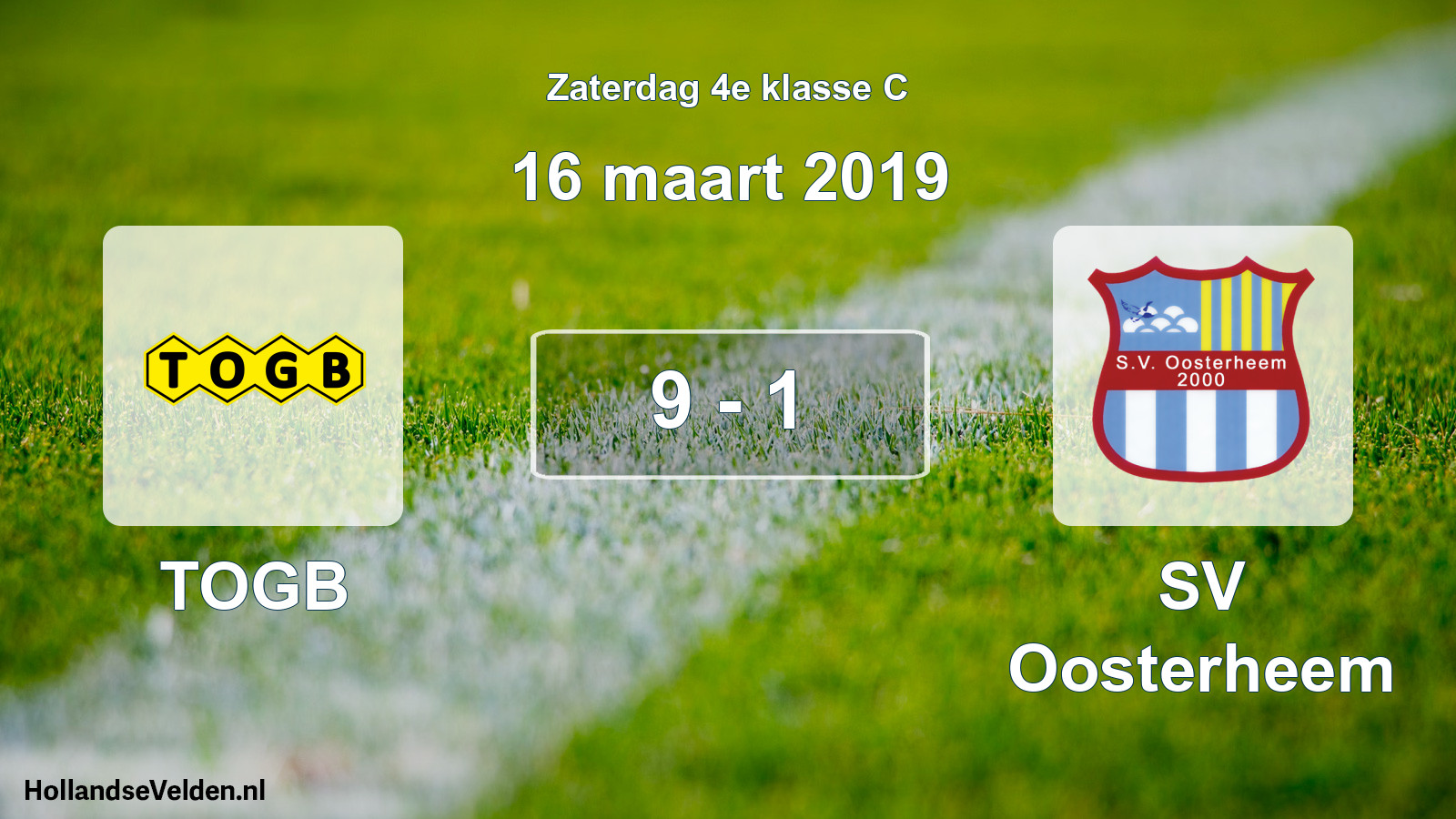 Total number of matches played: TOGB - SV Oosterheem 9 - 1 (16 March 2019)