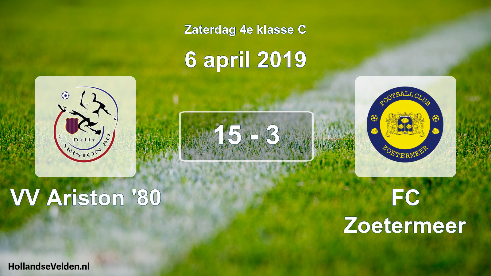 Total number of matches played: VV Ariston '80 - FC Zoetermeer 15 - 3 (6 April 2019)