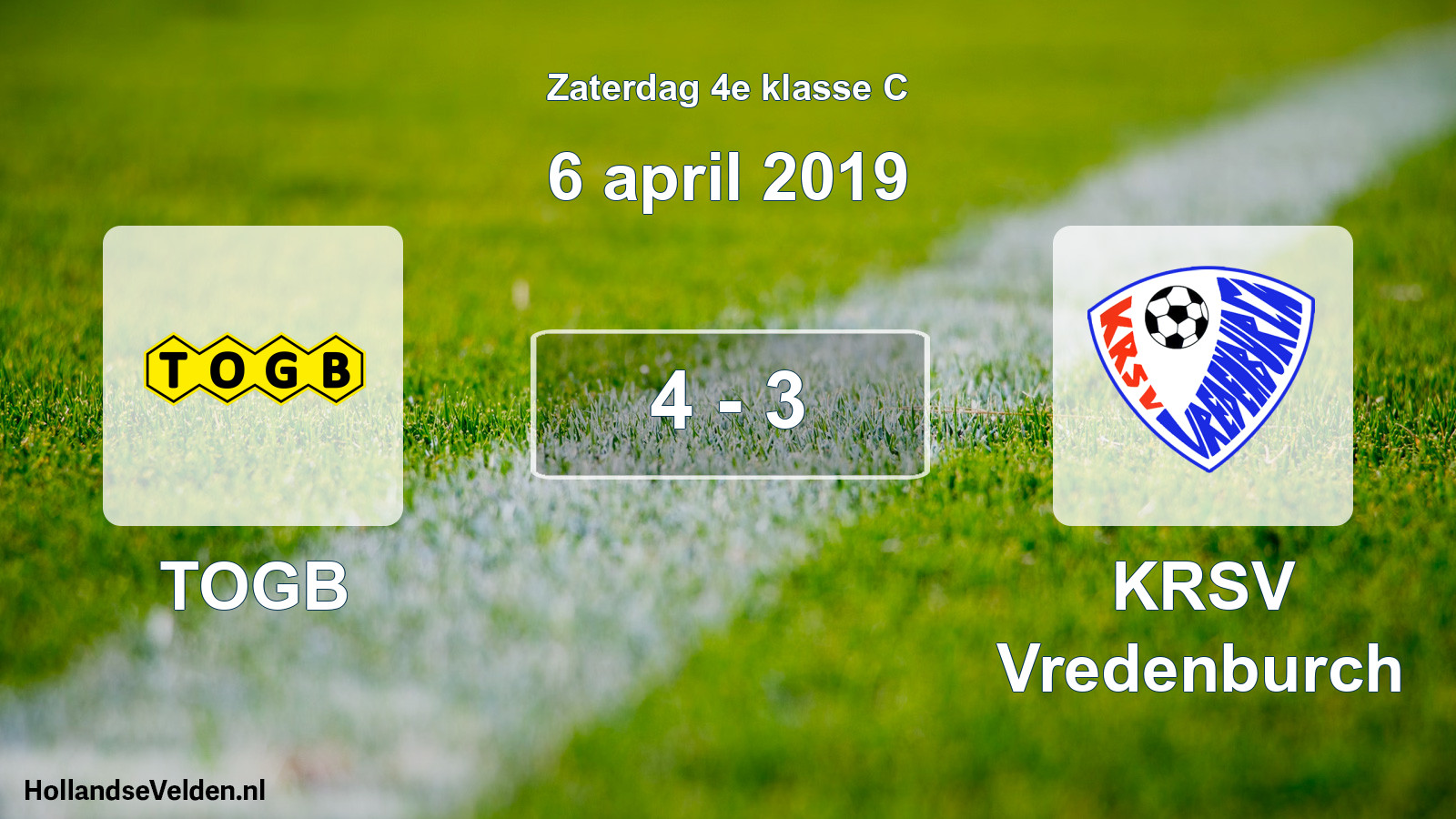 Total number of matches played: TOGB - KRSV Vredenburch 4 - 3 (6 April 2019)