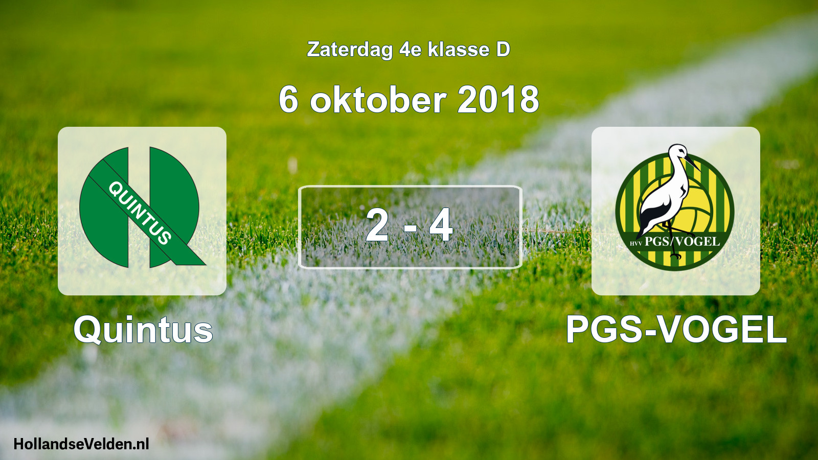 Total number of matches played: Quintus - PGS-VOGEL 2 - 4 (6 October 2018)