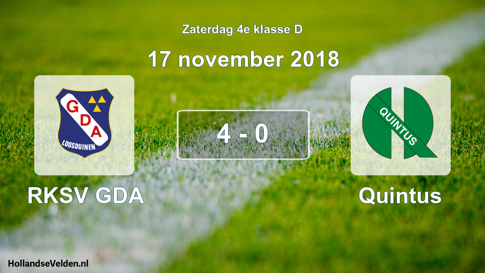 Total number of matches played: RKSV GDA - Quintus 4 - 0 (17 November 2018)