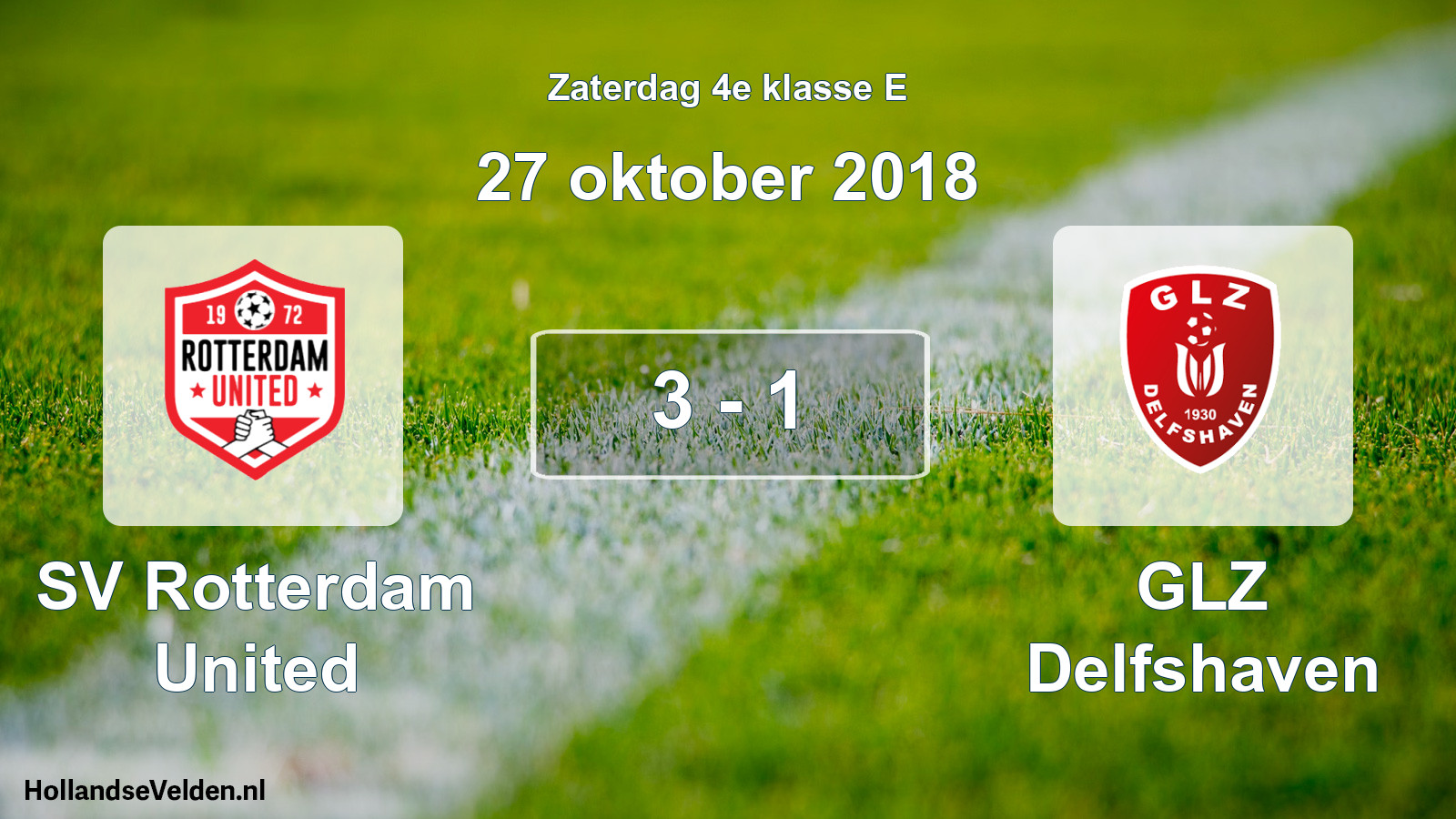 Total number of matches played: SV Rotterdam United - GLZ Delfshaven 3 - 1 (27 October 2018)