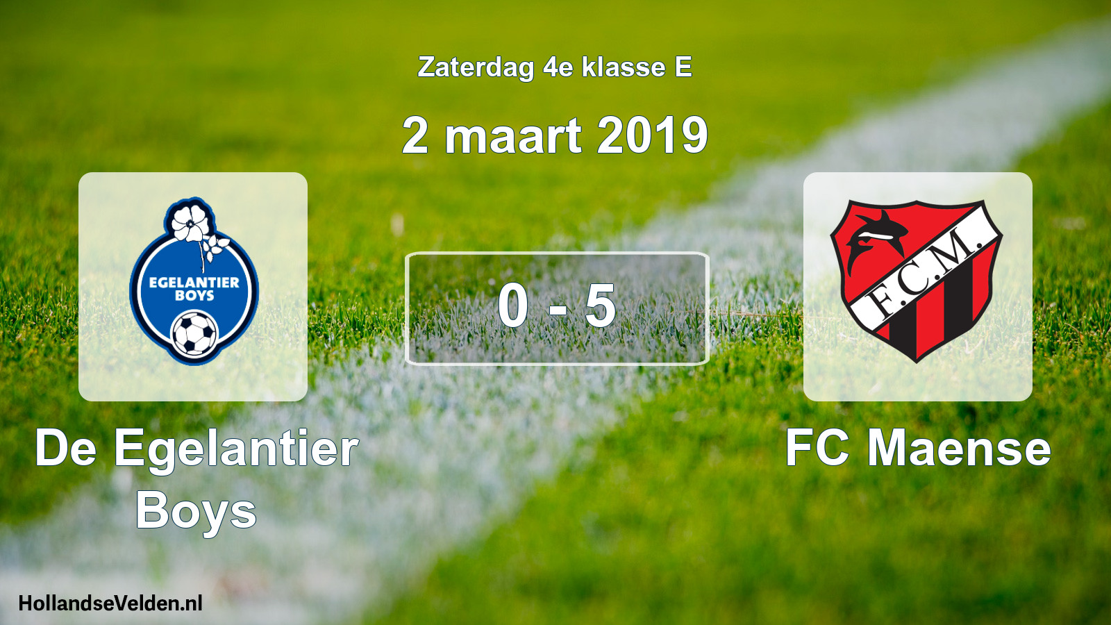 Total number of matches played: De Egelantier Boys - FC Maense 0 - 5 (2 March 2019)