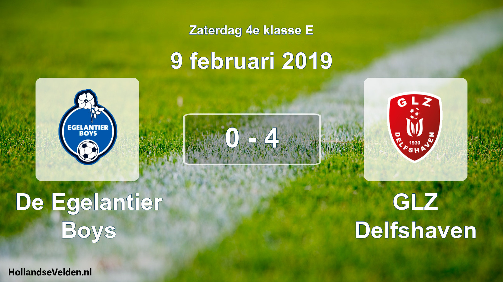 Total number of matches played: De Egelantier Boys - GLZ Delfshaven 0 - 4 (9 February 2019)