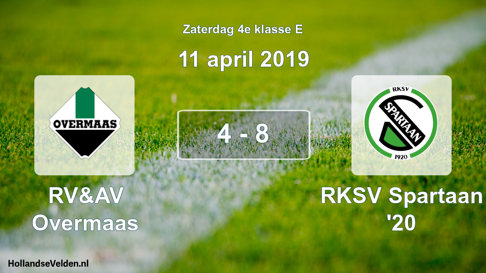 Total number of matches played: RV&AV Overmaas - RKSV Spartaan '20 4 - 8 (11 April 2019)