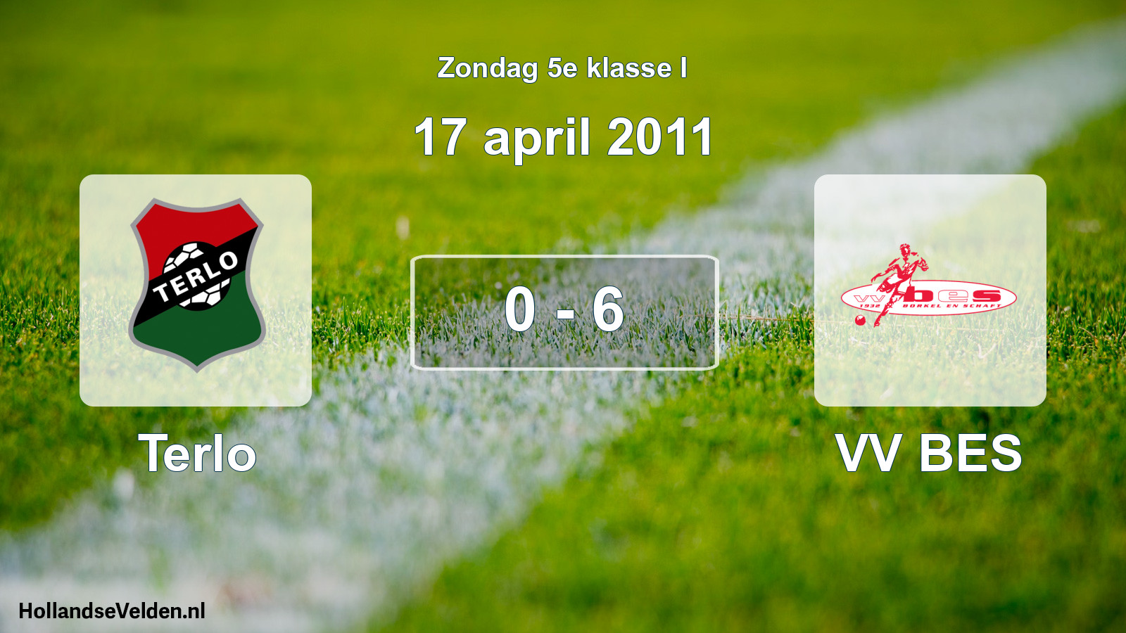 Total number of matches played: Terlo - VV BES 0 - 6 (17 April 2011)