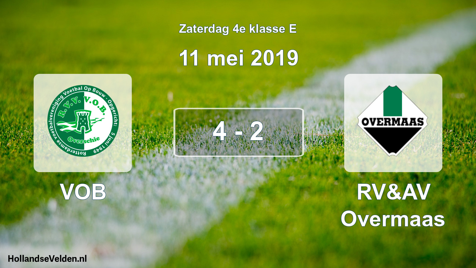Total number of matches played: VOB - RV&AV Overmaas 4 - 2 (11 May 2019)