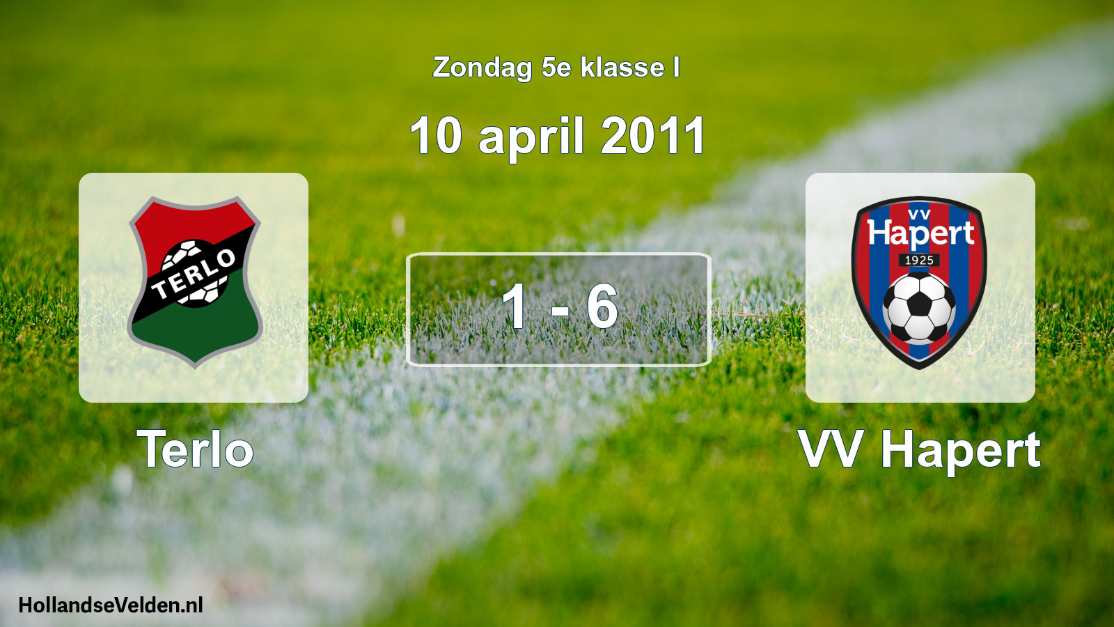 Total number of matches played: Terlo - VV Hapert 1 - 6 (10 April 2011)