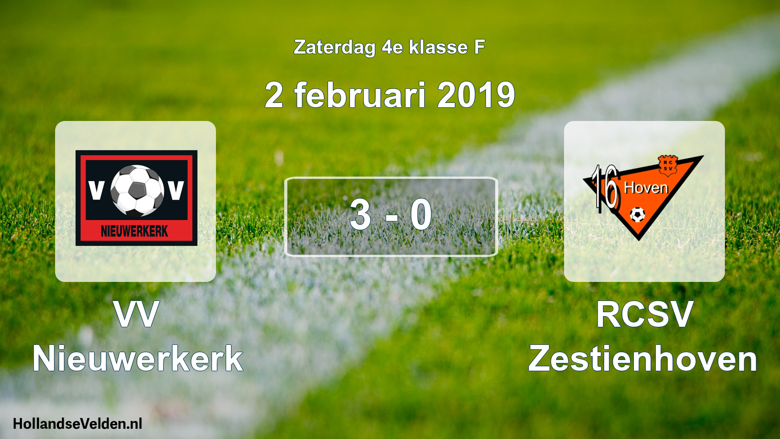 Total number of matches played: VV Nieuwerkerk - RCSV Zestienhoven 3 - 0 (2 February 2019)