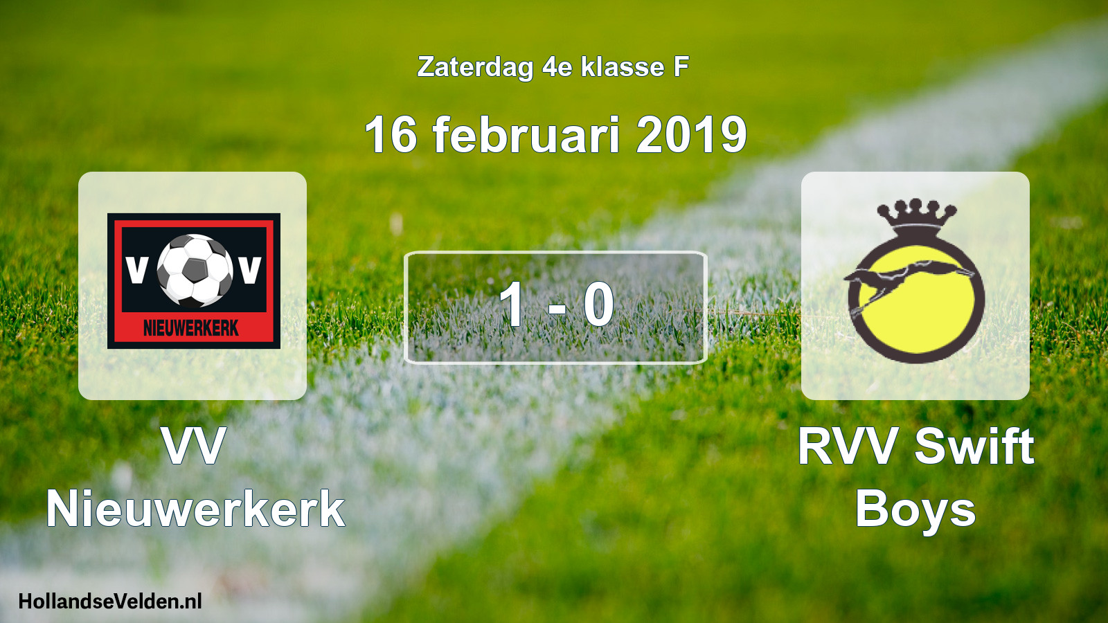 Total number of matches played: VV Nieuwerkerk - RVV Swift Boys 1 - 0 (16 February 2019)