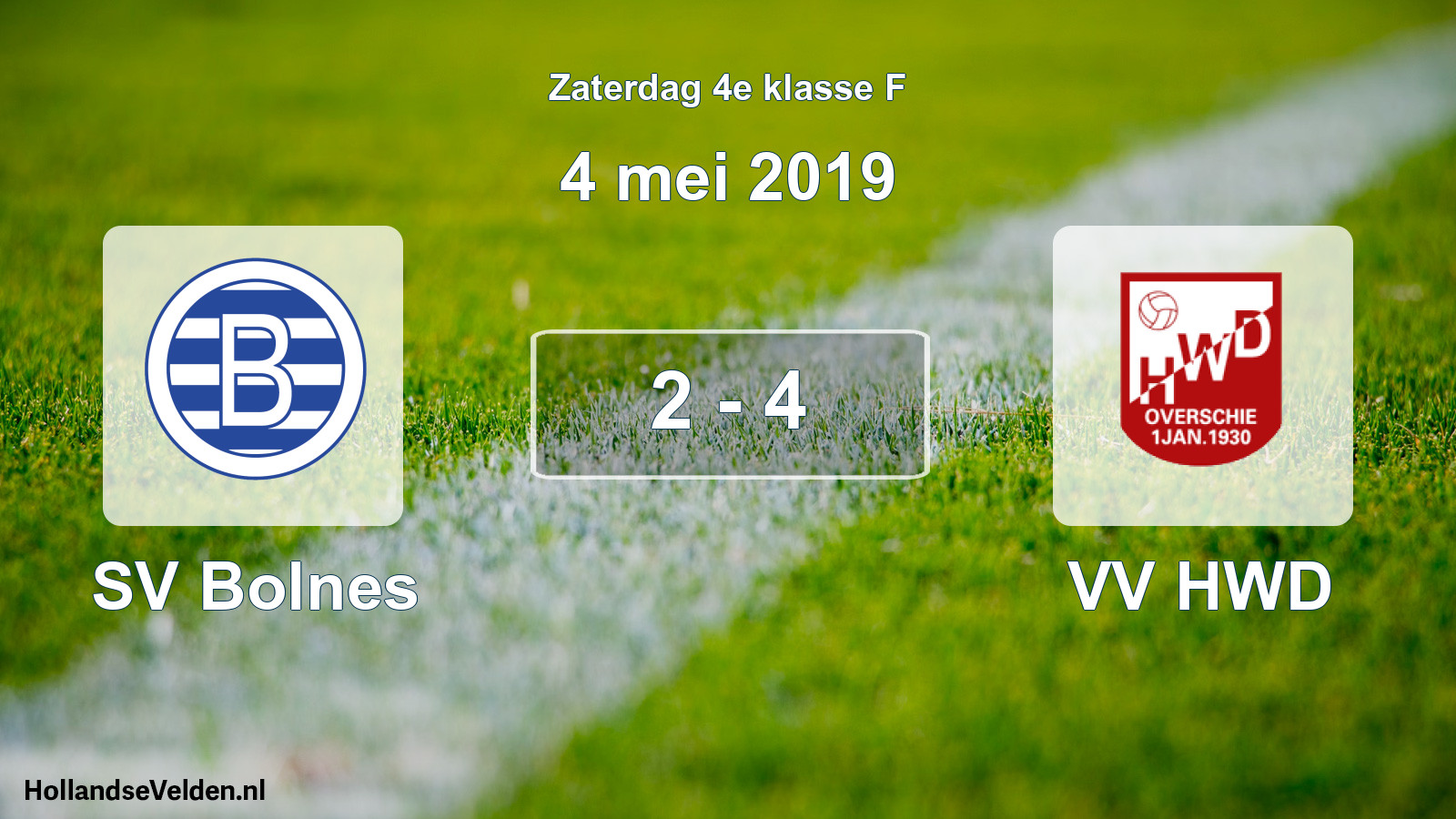 Total number of matches played: SV Bolnes - VV HWD 2 - 4 (4 May 2019)