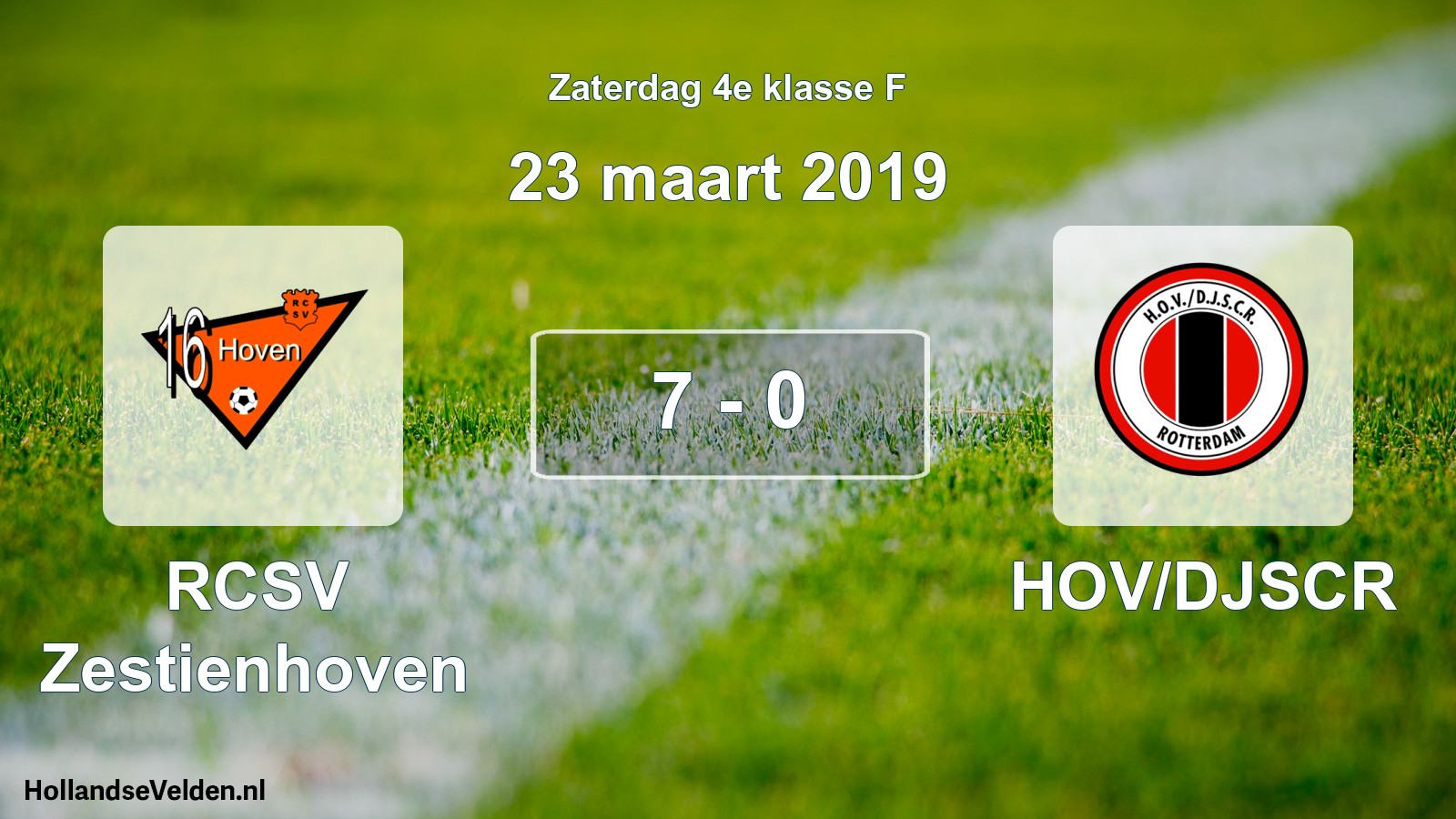 Total number of matches played: RCSV Zestienhoven - HOV/DJSCR 7 - 0 (23 March 2019)