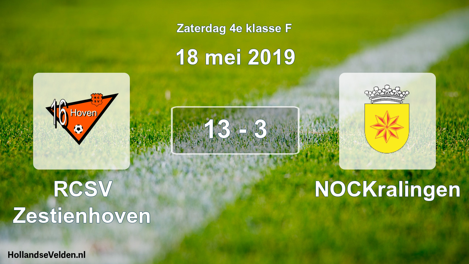Total number of matches played: RCSV Zestienhoven - NOCKralingen 13 - 3 (18 May 2019)