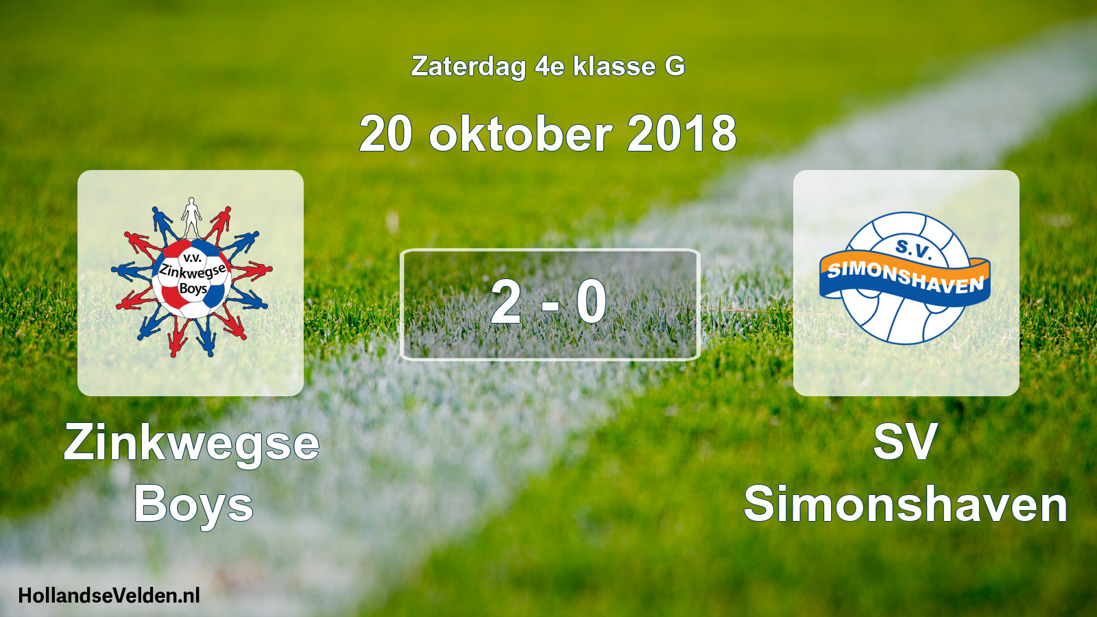 Total number of matches played: Zinkwegse Boys - SV Simonshaven 2 - 0 (20 October 2018)