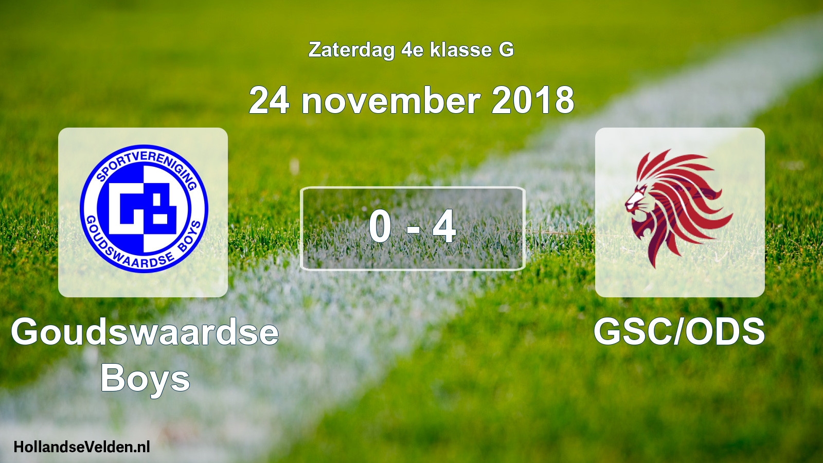 Total number of matches played: Goudswaardse Boys - GSC/ODS 0 - 4 (24 November 2018)
