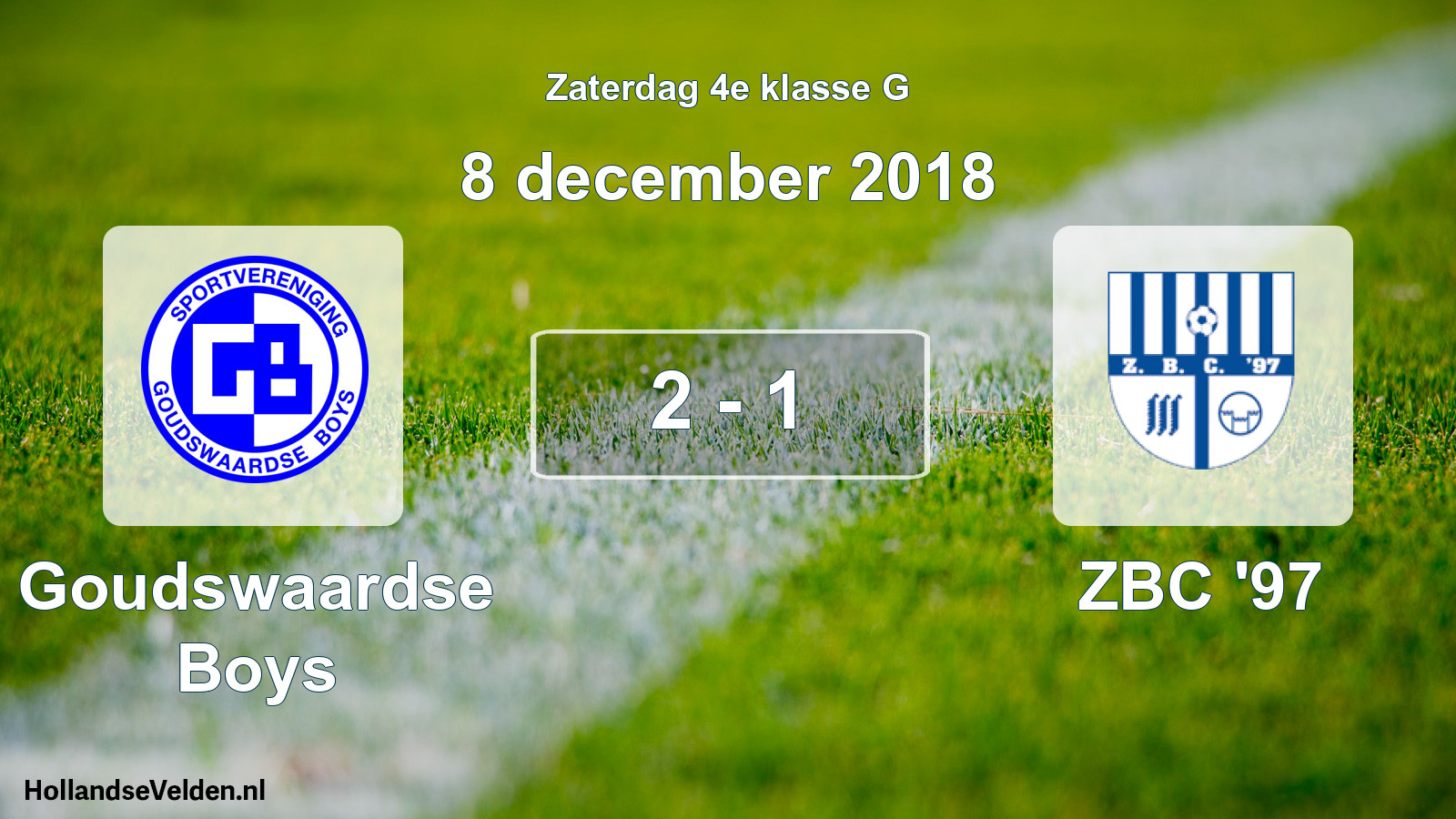 Total number of matches played: Goudswaardse Boys - ZBC '97 2 - 1 (8 December 2018)