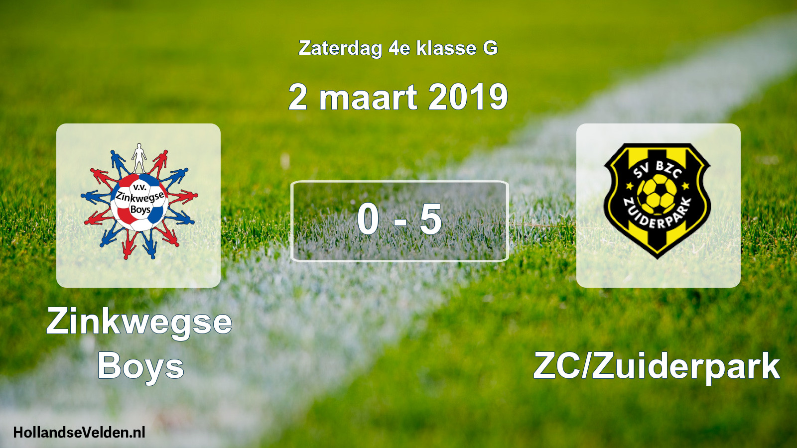 Total number of matches played: Zinkwegse Boys - BZC/Zuiderpark 0 - 5 (2 March 2019)