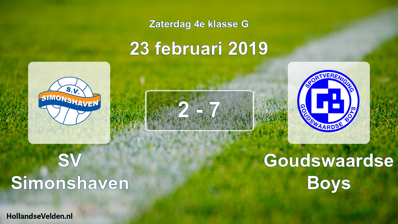Total number of matches played: SV Simonshaven - Goudswaardse Boys 2 - 7 (23 February 2019)