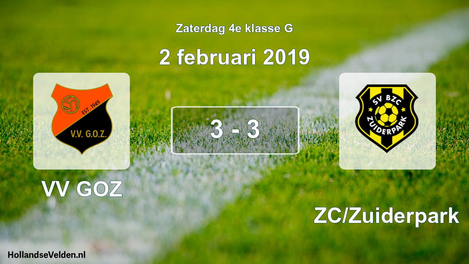 Total number of matches played: VV GOZ - BZC/Zuiderpark 3 - 3 (2 February 2019)