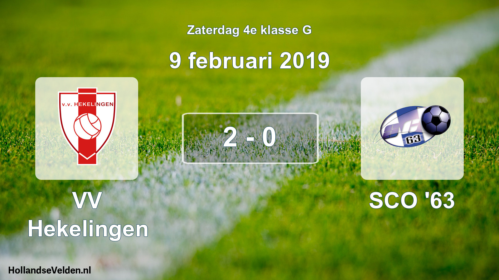 Total number of matches played: VV Hekelingen - SCO '63 2 - 0 (9 February 2019)