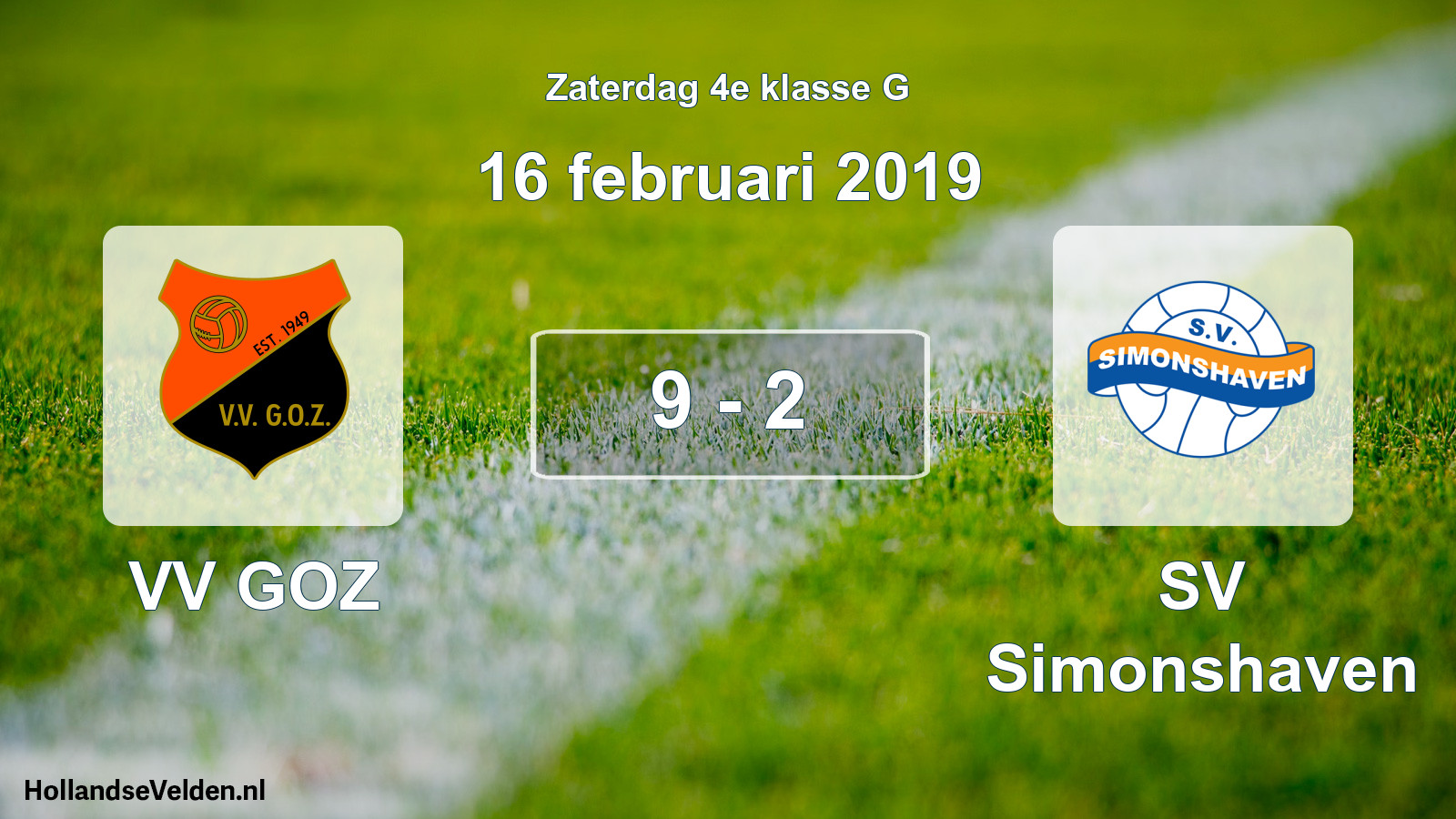 Total number of matches played: VV GOZ - SV Simonshaven 9 - 2 (16 February 2019)