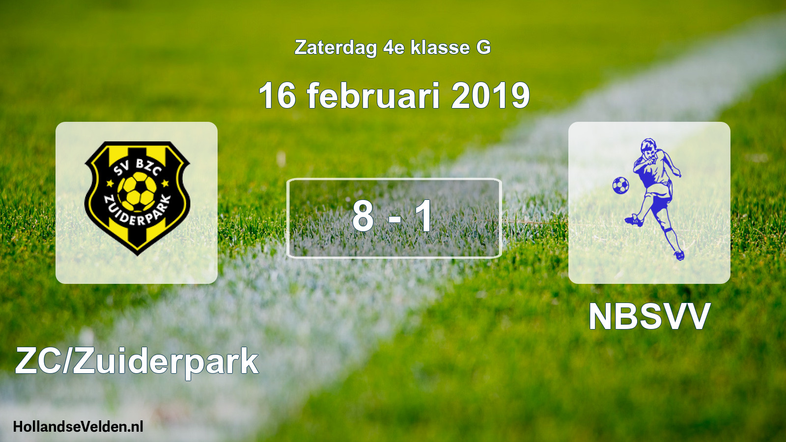 Total number of matches played: BZC/Zuiderpark - NBSVV 8 - 1 (16 February 2019)