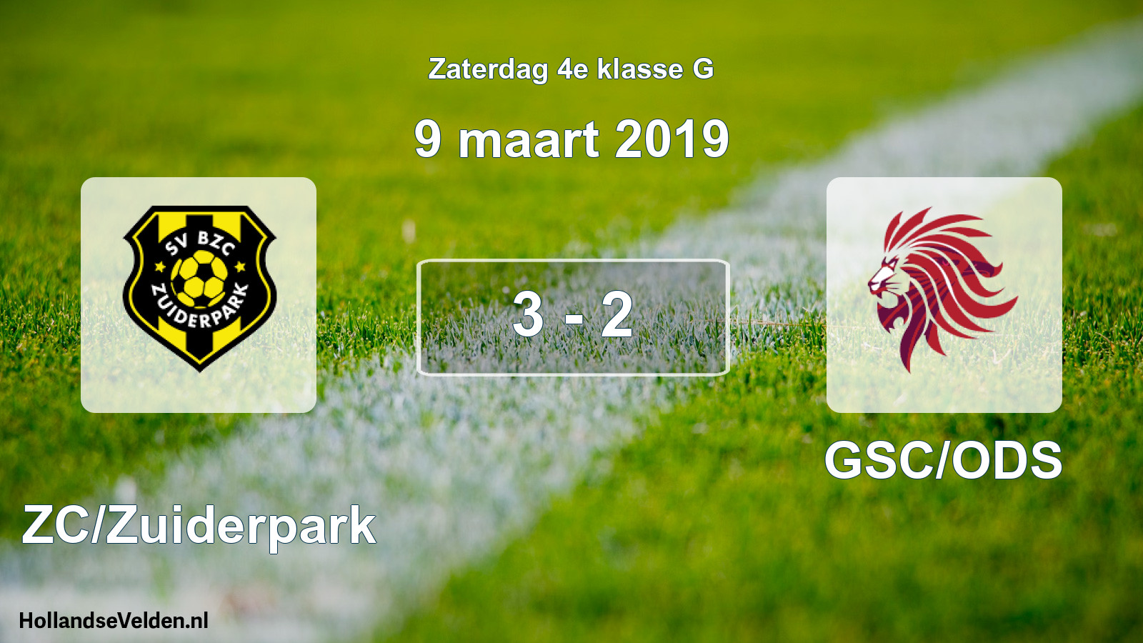 Total number of matches played: BZC/Zuiderpark - GSC/ODS 3 - 2 (9 March 2019)