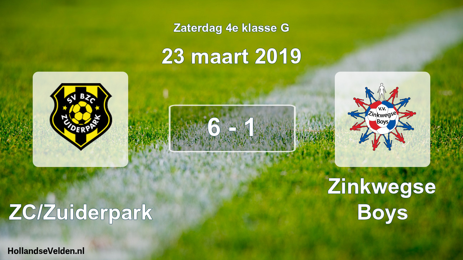 Total number of matches played: BZC/Zuiderpark - Zinkwegse Boys 6 - 1 (23 March 2019)
