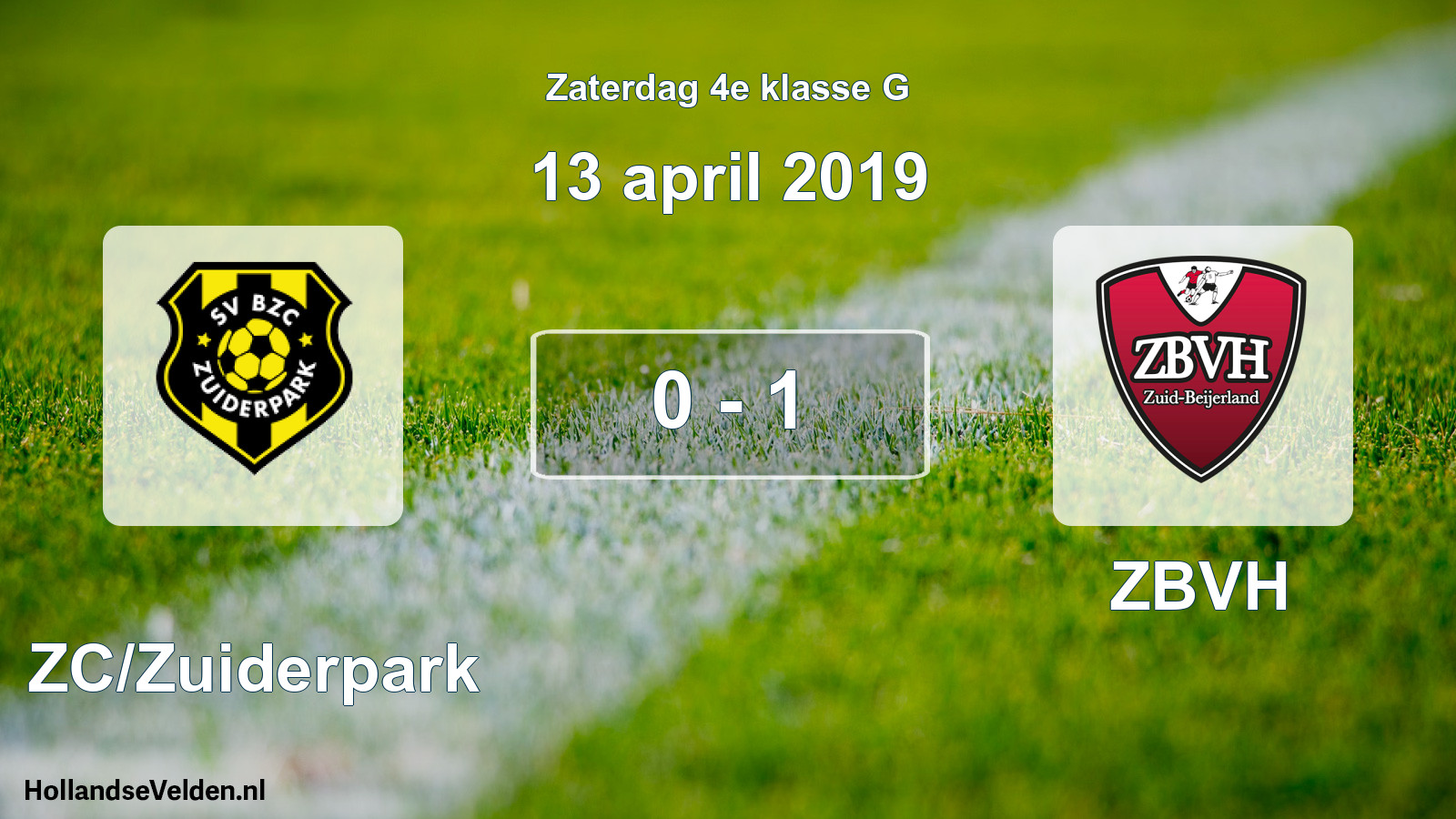 Total number of matches played: BZC/Zuiderpark - ZBVH 0 - 1 (13 April 2019)