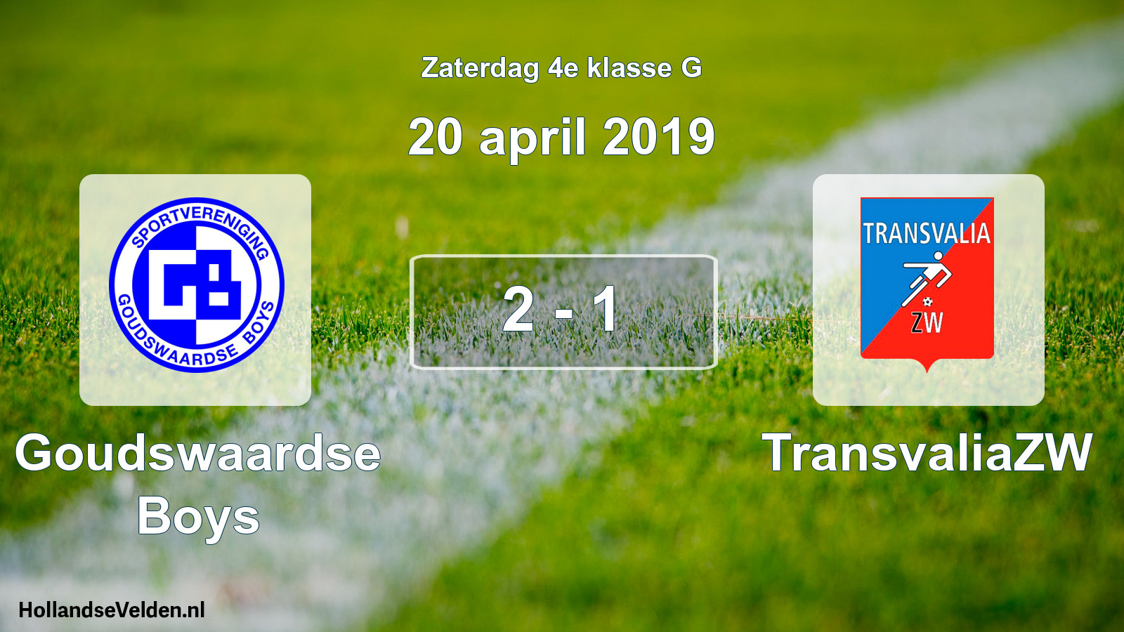 Total number of matches played: Goudswaardse Boys - TransvaliaZW 2 - 1 (20 April 2019)