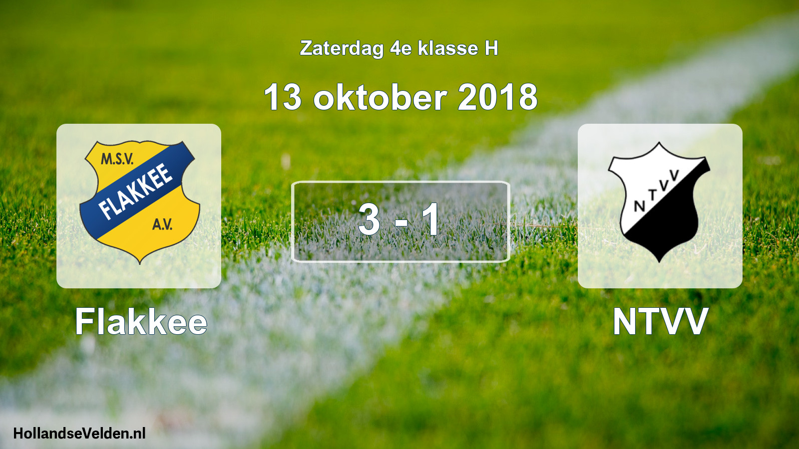 Total number of matches played: Flakkee - NTVV 3 - 1 (13 October 2018)