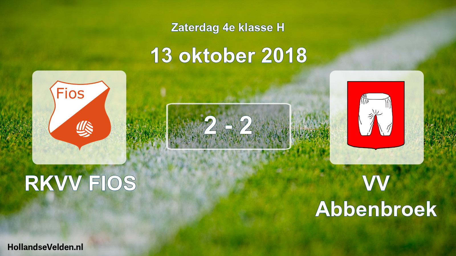 Total number of matches played: RKVV FIOS - VV Abbenbroek 2 - 2 (13 October 2018)