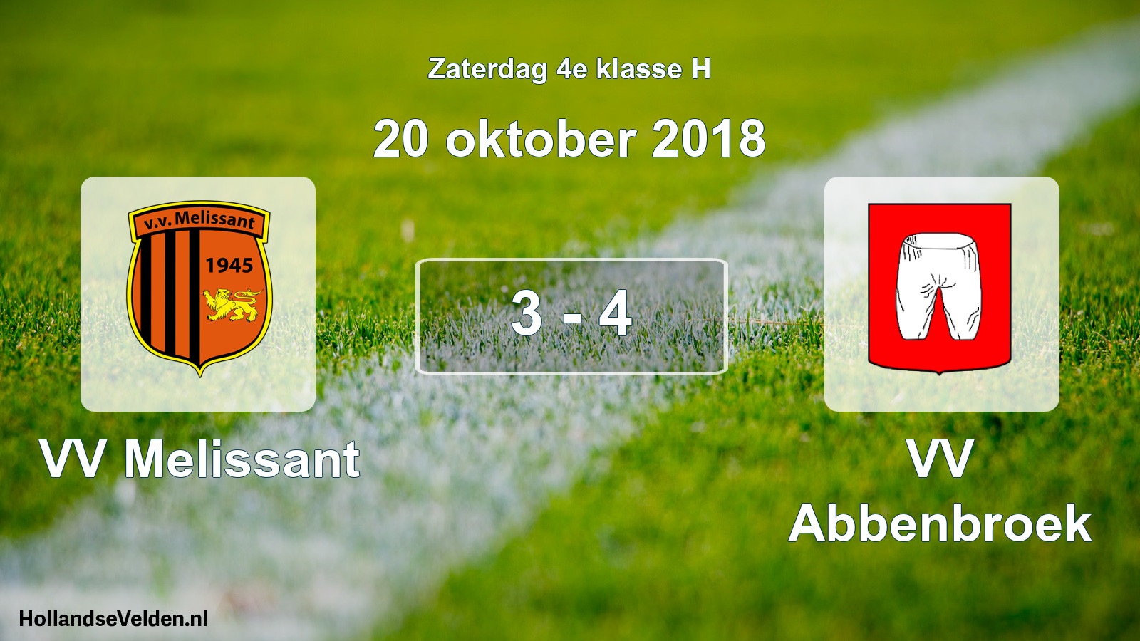 Total number of matches played: VV Melissant - VV Abbenbroek 3 - 4 (20 October 2018)