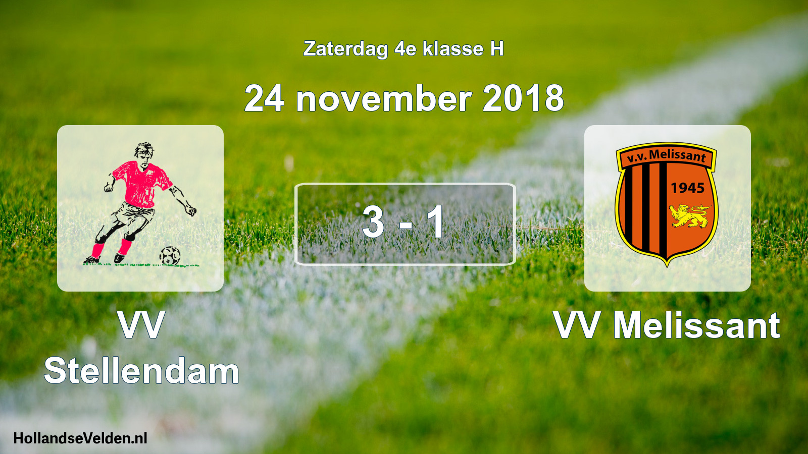 Total number of matches played: VV Stellendam - VV Melissant 3 - 1 (24 November 2018)
