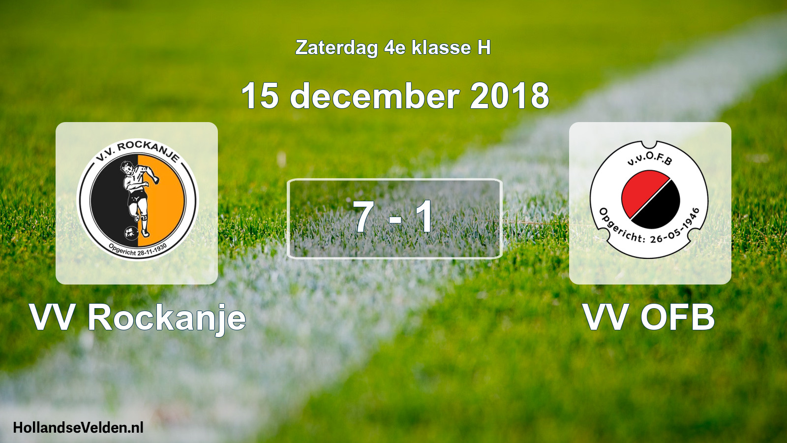 Total number of matches played: VV Rockanje - VV OFB 7 - 1 (15 December 2018)