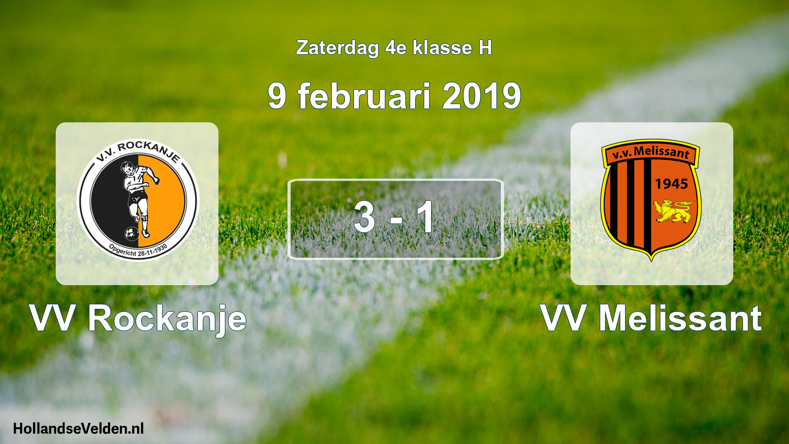 Total number of matches played: VV Rockanje - VV Melissant 3 - 1 (9 February 2019)