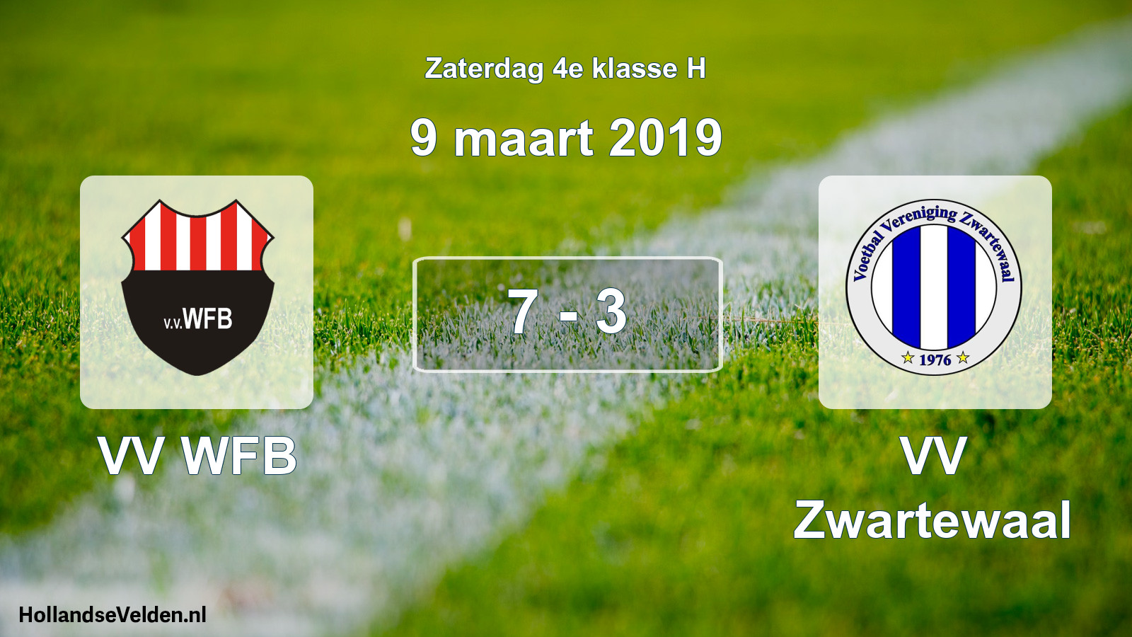 Total number of matches played: VV WFB - VV Zwartewaal 7 - 3 (9 March 2019)