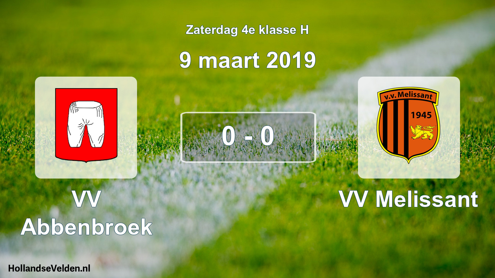 Total number of matches played: VV Abbenbroek - VV Melissant 0 - 0 (9 March 2019)