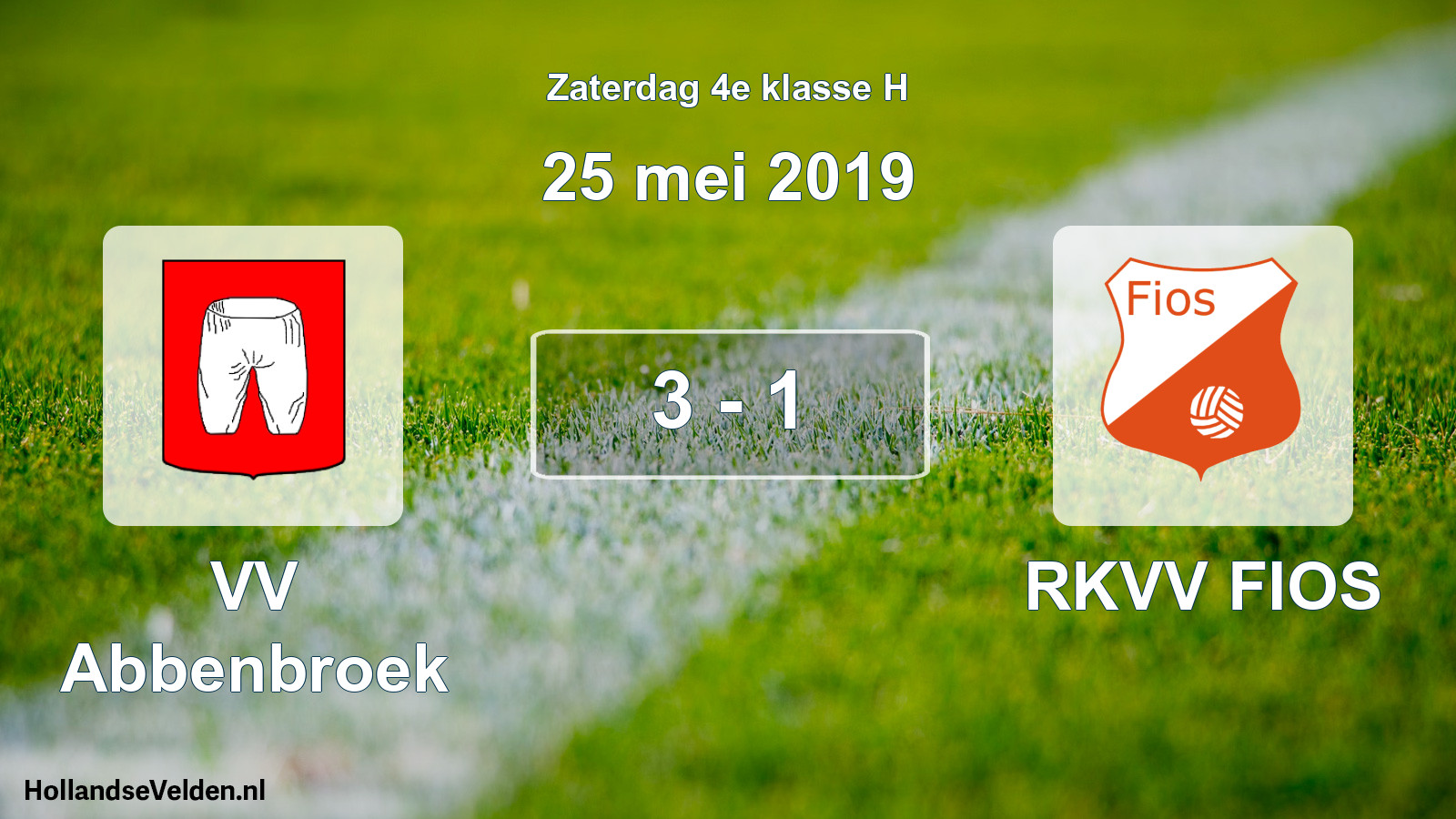 Total number of matches played: VV Abbenbroek - RKVV FIOS 3 - 1 (25 May 2019)