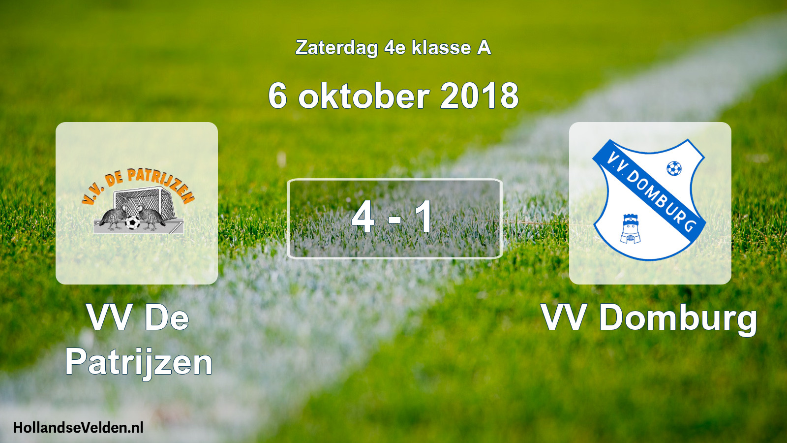 Total number of matches played: VV De Patrijzen - VV Domburg 4 - 1 (6 October 2018)