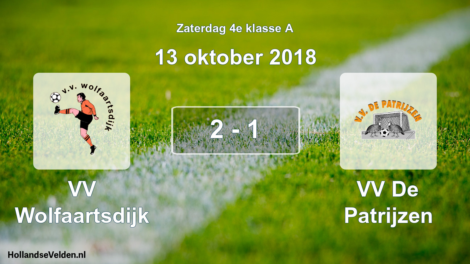 Total number of matches played: VV Wolfaartsdijk - VV De Patrijzen 2 - 1 (13 October 2018)