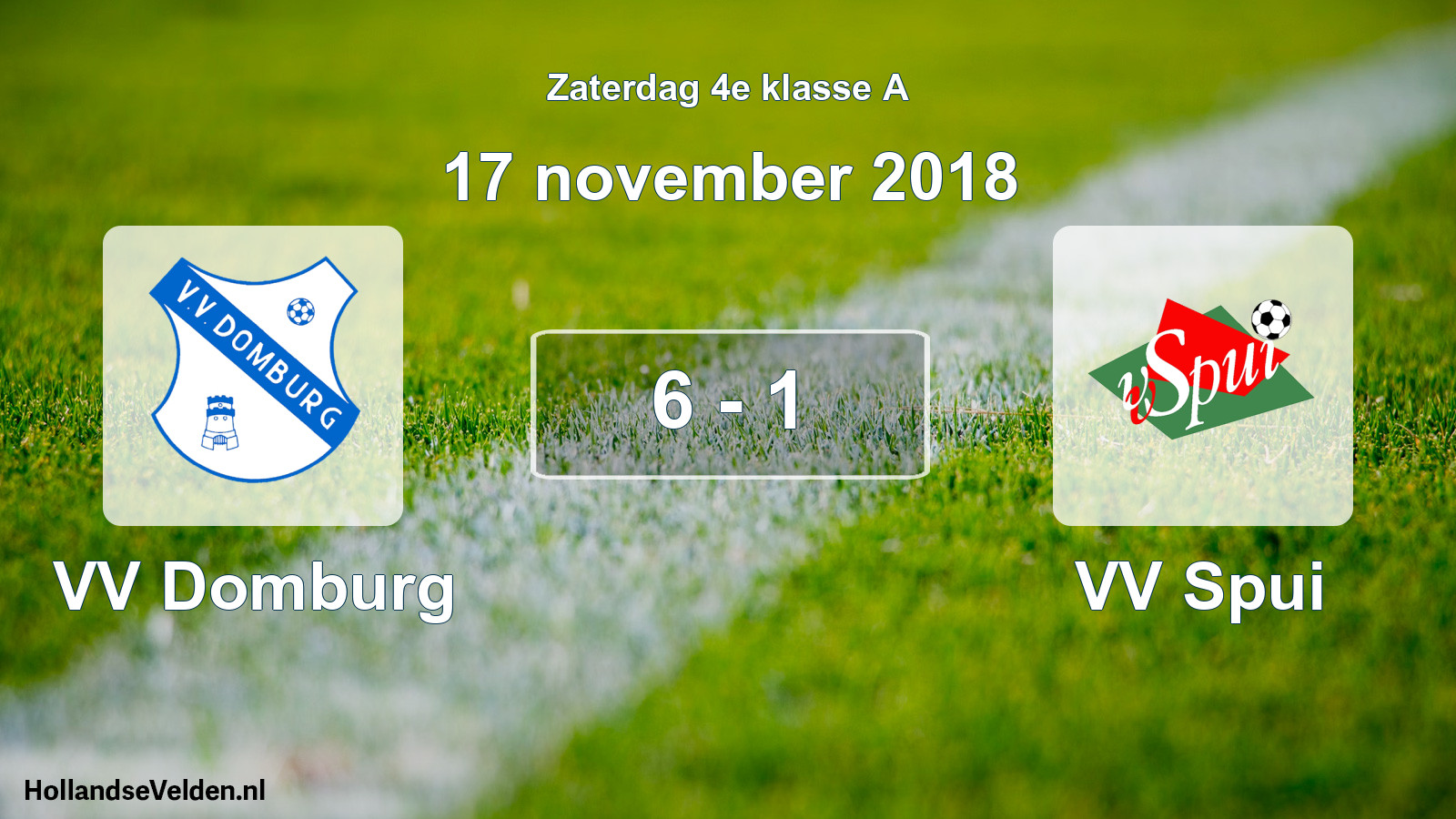 Total number of matches played: VV Domburg - VV Spui 6 - 1 (17 November 2018)