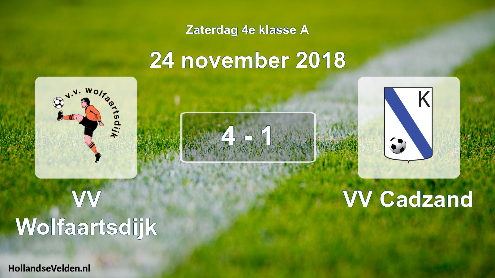 Total number of matches played: VV Wolfaartsdijk - VV Cadzand 4 - 1 (24 November 2018)