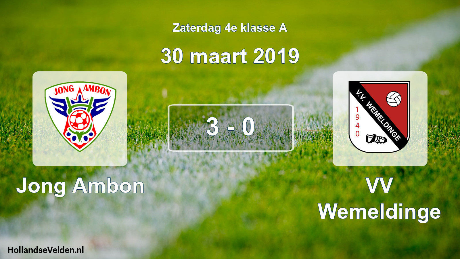 Total number of matches played: Jong Ambon - VV Wemeldinge 3 - 0 (30 March 2019)
