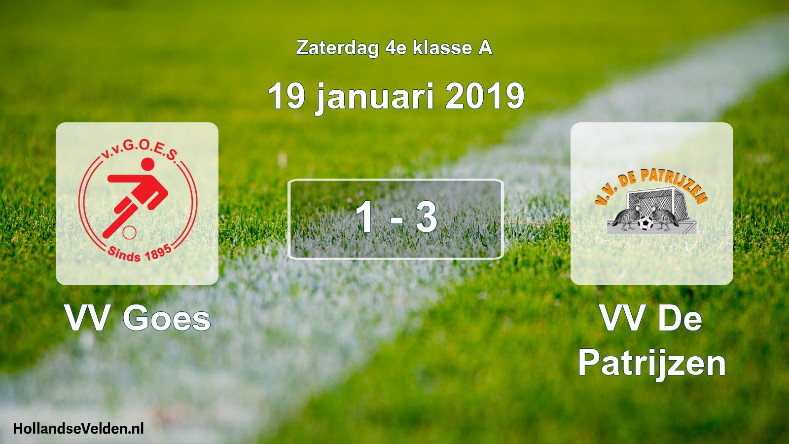 Total number of matches played: VV Goes - VV De Patrijzen 1 - 3 (19 January 2019)