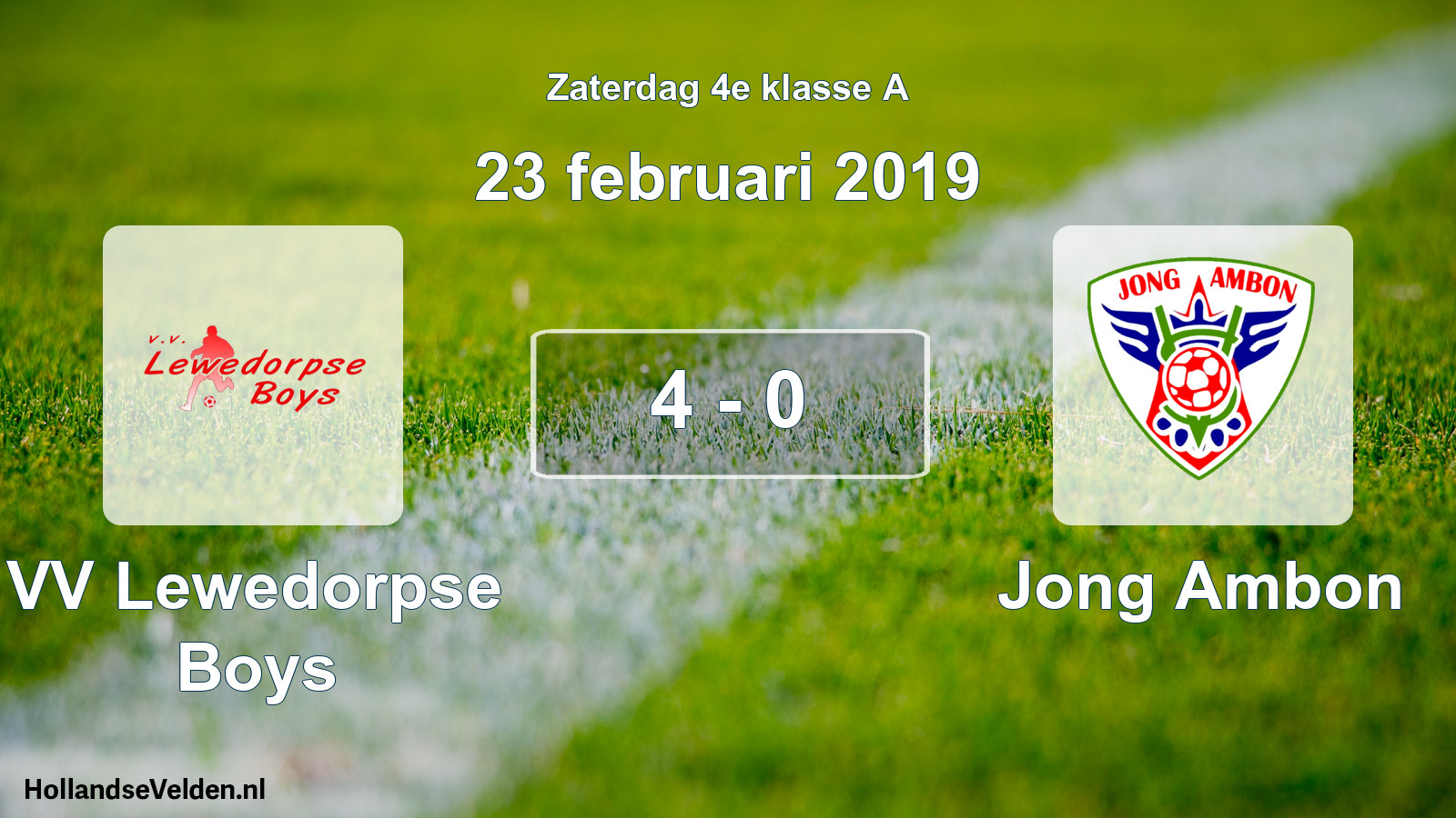 Total number of matches played: VV Lewedorpse Boys - Jong Ambon 4 - 0 (23 February 2019)