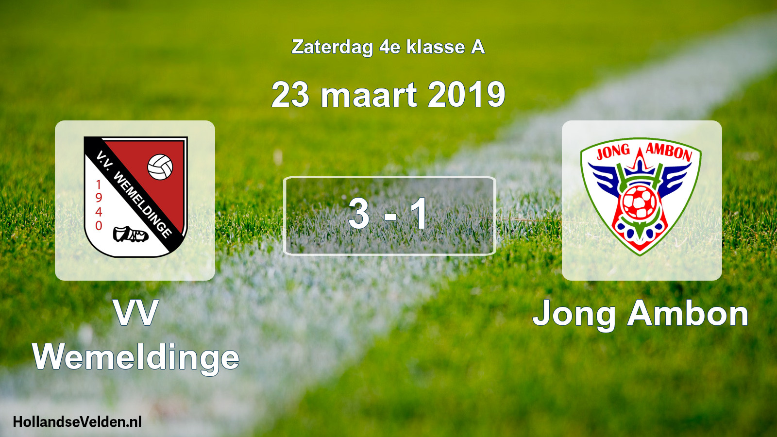 Total number of matches played: VV Wemeldinge - Jong Ambon 3 - 1 (23 March 2019)