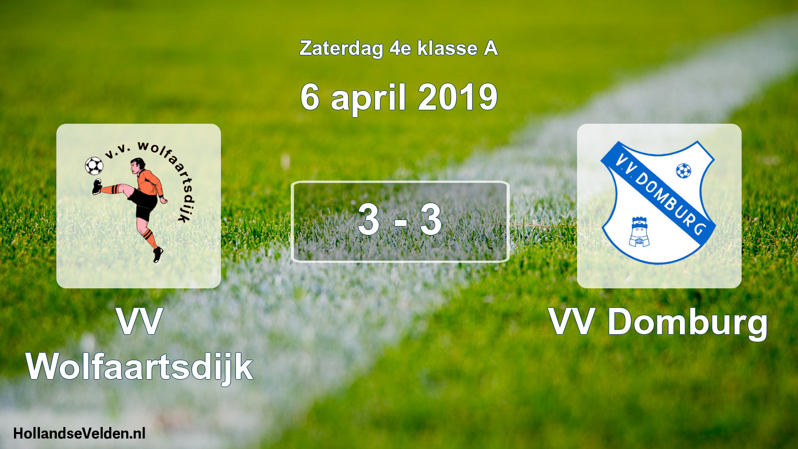 Total number of matches played: VV Wolfaartsdijk - VV Domburg 3 - 3 (6 April 2019)