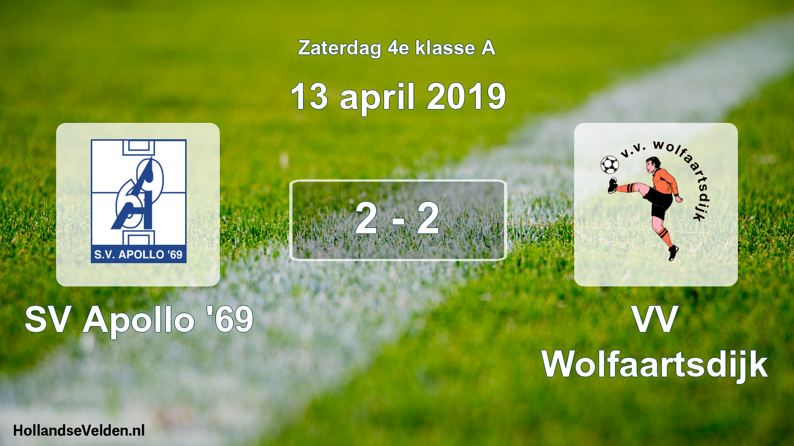 Total number of matches played: SV Apollo '69 - VV Wolfaartsdijk 2 - 2 (13 April 2019)